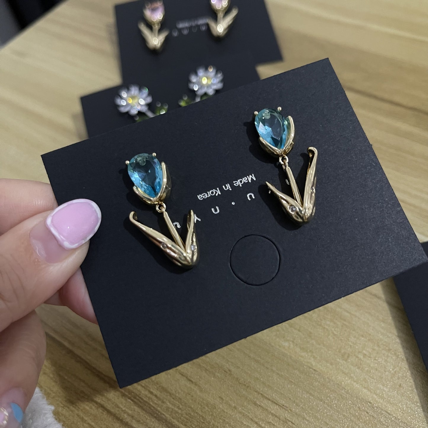 1 Pair Sweet Flower Plating Inlay Copper Zircon Drop Earrings