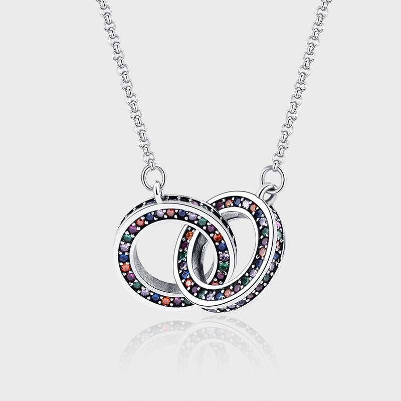 Simple Style Circle Sterling Silver Inlay Zircon Necklace 1 Piece