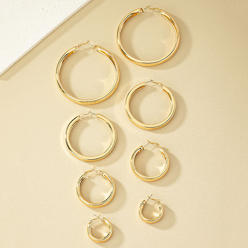 1 Set Nordic Style Simple Style Round Plating Alloy Gold Plated Hoop Earrings