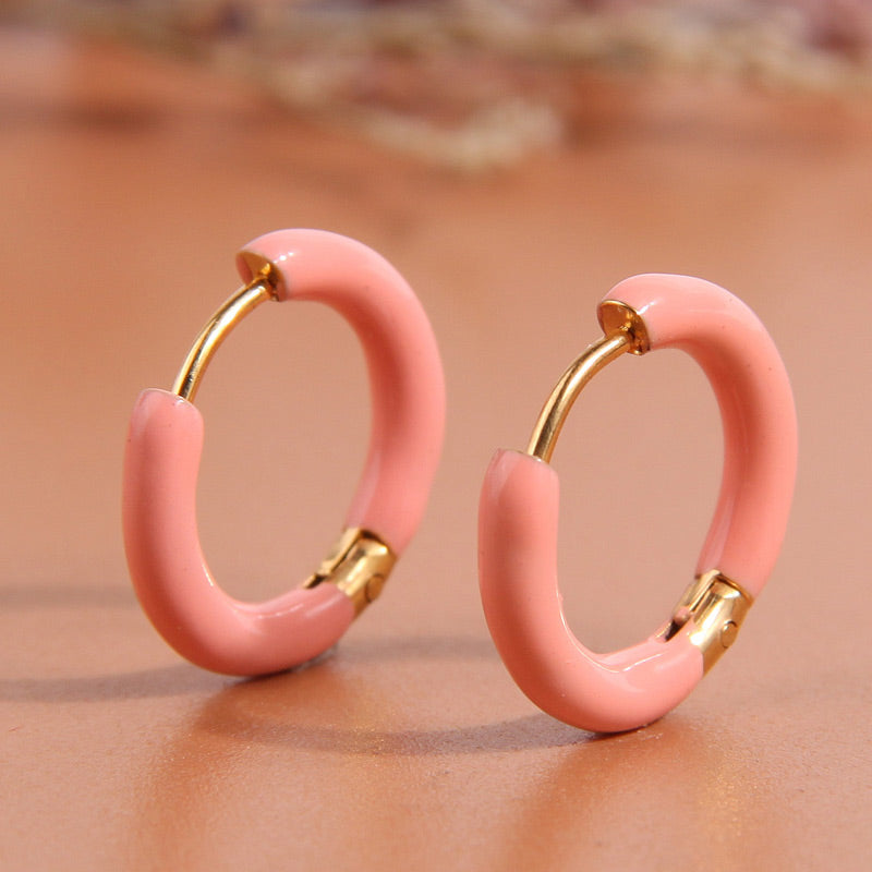 1 Pair Simple Style Triangle Circle Heart Shape Stainless Steel Hoop Earrings