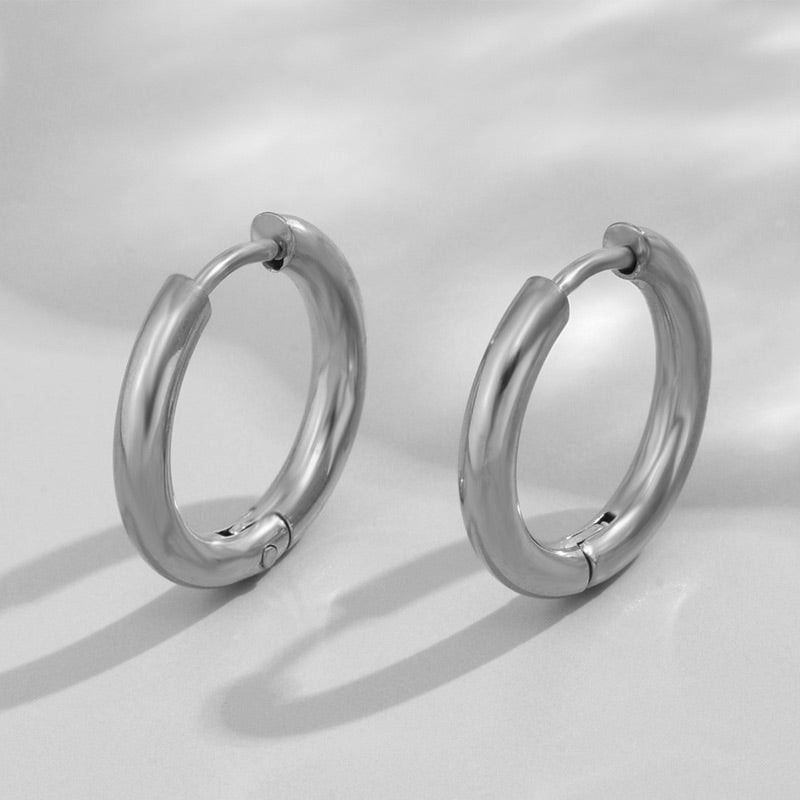 1 Pair Simple Style Triangle Circle Heart Shape Stainless Steel Hoop Earrings