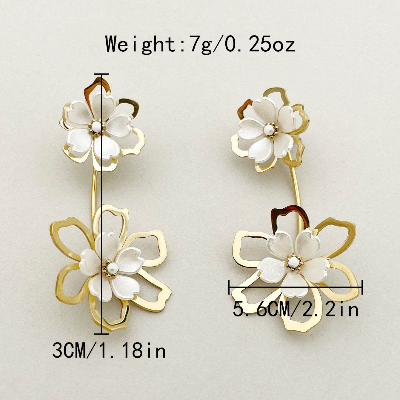 1 Pair Retro French Style Romantic Flower Plating Stainless Steel Gold Plated Drop Earrings