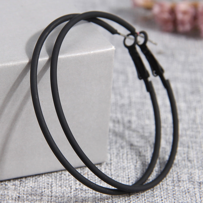 1 Pair Basic Solid Color Alloy Hoop Earrings