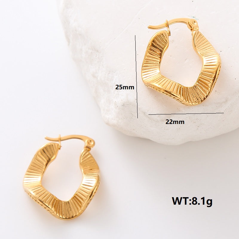 1 Pair Simple Style Solid Color Plating Stainless Steel 24k Gold Plated Ear Studs