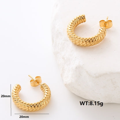 1 Pair Simple Style Solid Color Plating Stainless Steel 24k Gold Plated Ear Studs