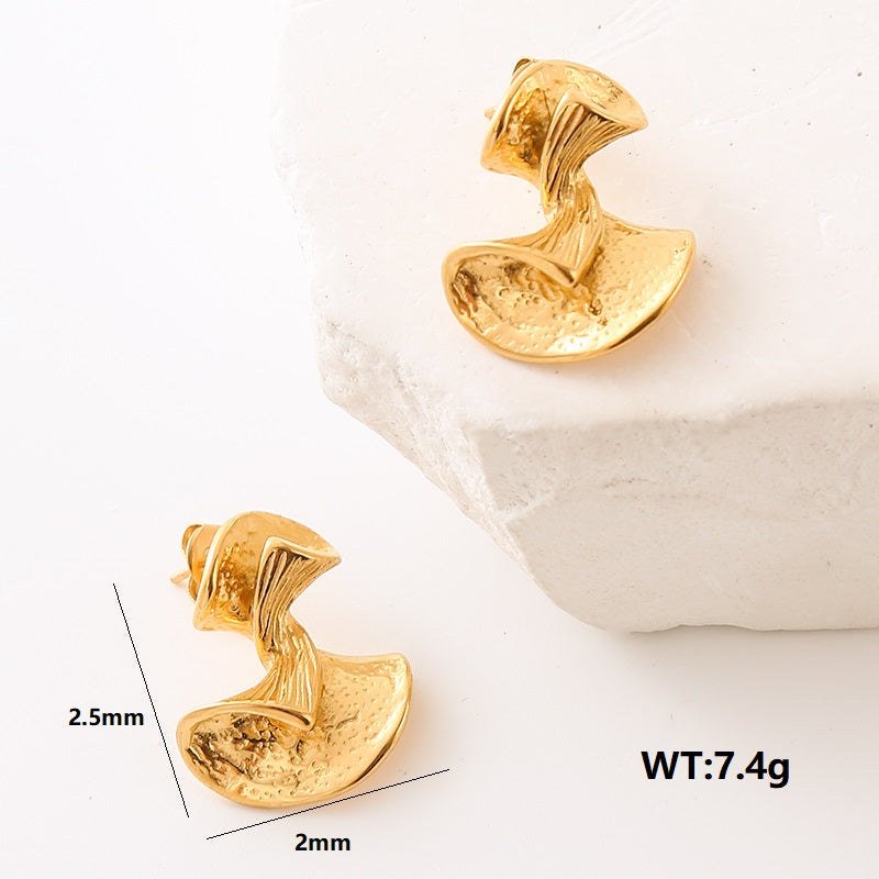 1 Pair Simple Style Commute Solid Color Plating Stainless Steel 24k Gold Plated Ear Studs