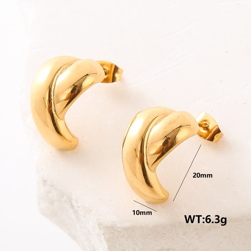 1 Pair Simple Style Commute Solid Color Plating Stainless Steel 24k Gold Plated Ear Studs