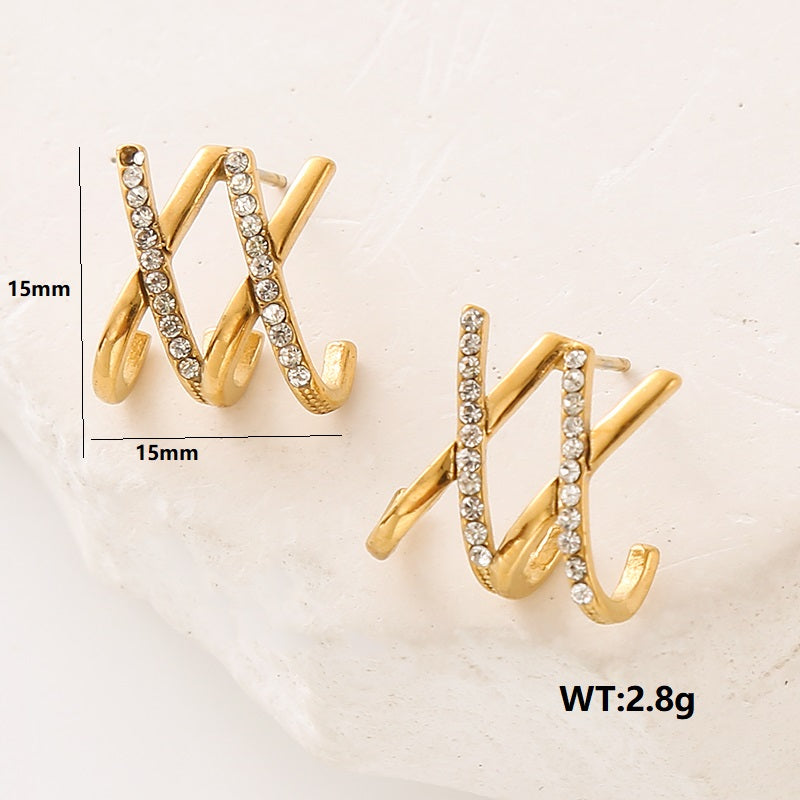 1 Pair Streetwear Paw Print Plating Inlay Stainless Steel Artificial Pearls Artificial Diamond 24k Gold Plated Ear Studs