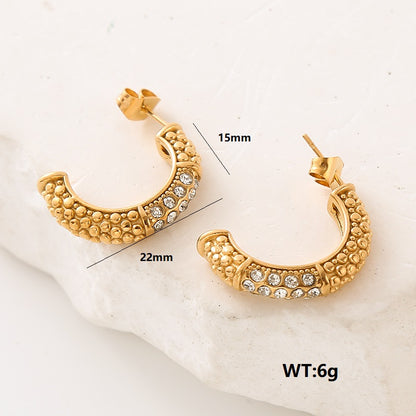 1 Pair Streetwear Paw Print Plating Inlay Stainless Steel Artificial Pearls Artificial Diamond 24k Gold Plated Ear Studs