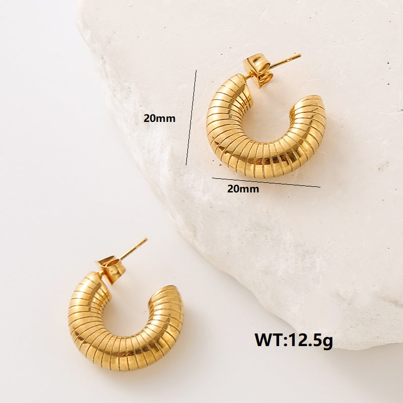 1 Pair Simple Style Classic Style Solid Color Plating Stainless Steel 24k Gold Plated Ear Studs