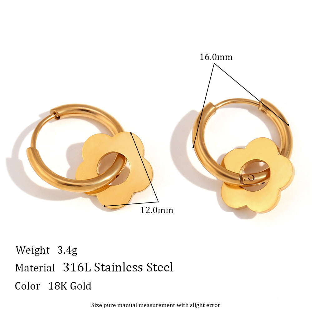 1 Pair Sweet Simple Style Classic Style Flower Plating Stainless Steel 18k Gold Plated Drop Earrings