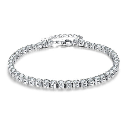 Ig Style Solid Color Sterling Silver Gra Plating Inlay Moissanite White Gold Plated Bracelets