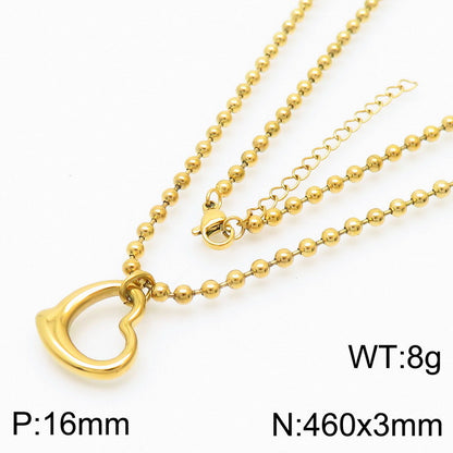 Casual Vacation Heart Shape Titanium Steel Plating 18k Gold Plated Bracelets Necklace