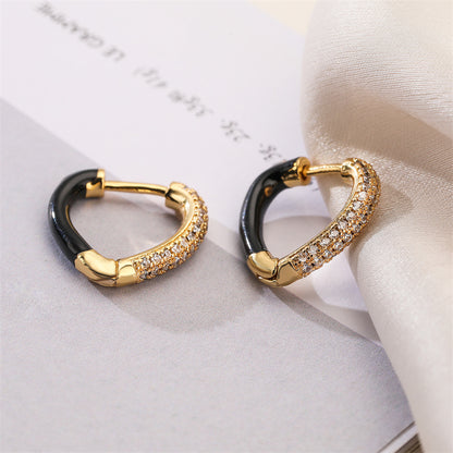 1 Pair Elegant Heart Shape Enamel Plating Inlay Copper Zircon Gold Plated Earrings