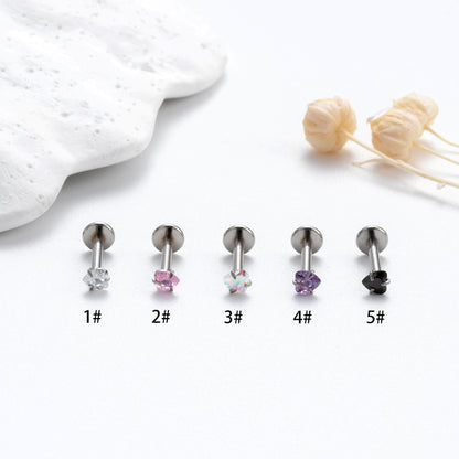 1 Piece Korean Style Heart Shape Plating Inlay Stainless Steel Zircon 18k Gold Plated Ear Studs