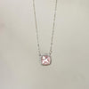 Simple Style Square Sterling Silver Inlay Zircon Pendant Necklace