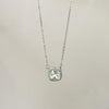 Simple Style Square Sterling Silver Inlay Zircon Pendant Necklace