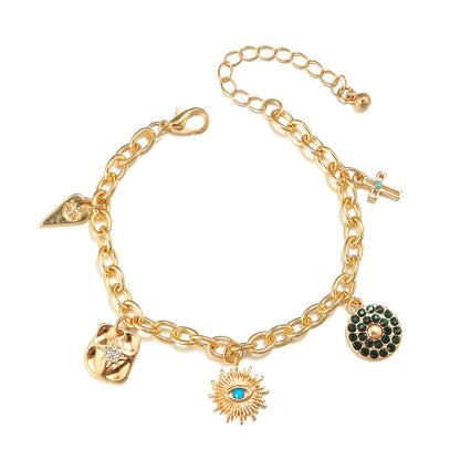 Funny Devil's Eye Gold Plated Rhinestones Alloy Wholesale Bracelets