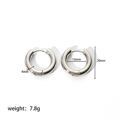 1 Pair Classic Style Round Polishing Plating Stainless Steel 18k Gold Plated Hoop Earrings