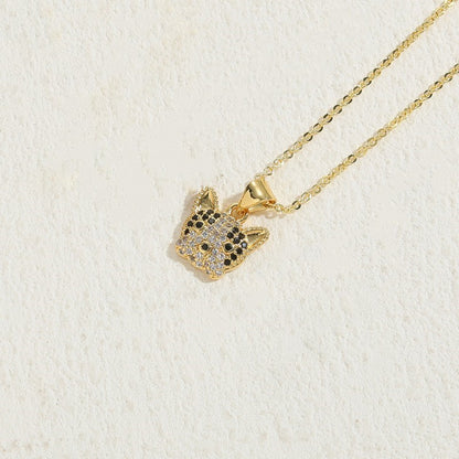 Luxurious Bear Copper 14k Gold Plated Zircon Pendant Necklace In Bulk