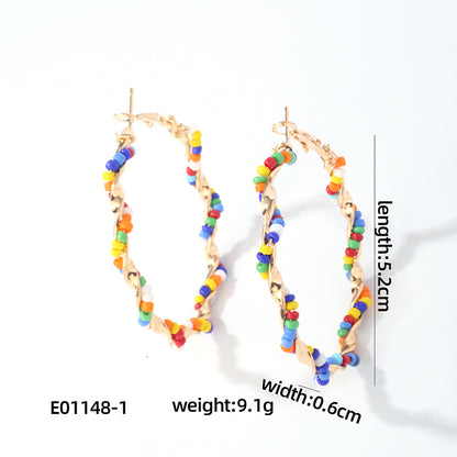 1 Pair Casual Simple Style Streetwear Geometric Round Plating Stainless Steel Hoop Earrings