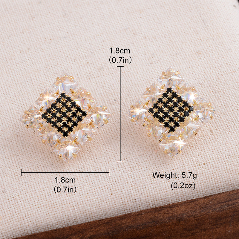 1 Pair Elegant Square Plating Inlay Alloy Zircon 14k Gold Plated Ear Studs