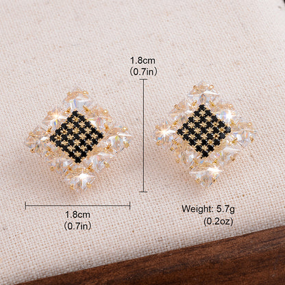 1 Pair Elegant Square Plating Inlay Alloy Zircon 14k Gold Plated Ear Studs