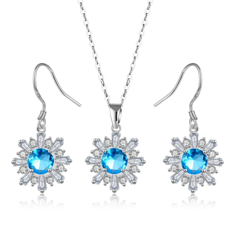 Elegant Lady Simple Style Snowflake Copper Plating Inlay Flakes Zircon Earrings Necklace