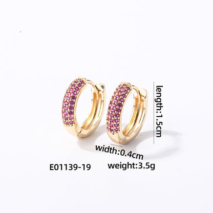 1 Pair Casual Modern Style Round Inlay Copper Zircon Earrings