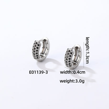 1 Pair Casual Modern Style Round Inlay Copper Zircon Earrings