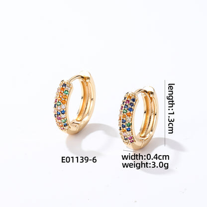 1 Pair Casual Modern Style Round Inlay Copper Zircon Earrings