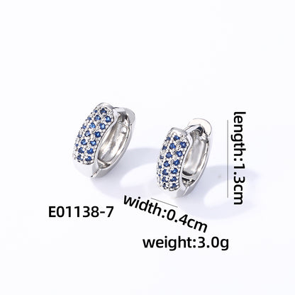 1 Pair Casual Modern Style Round Inlay Copper Zircon Earrings