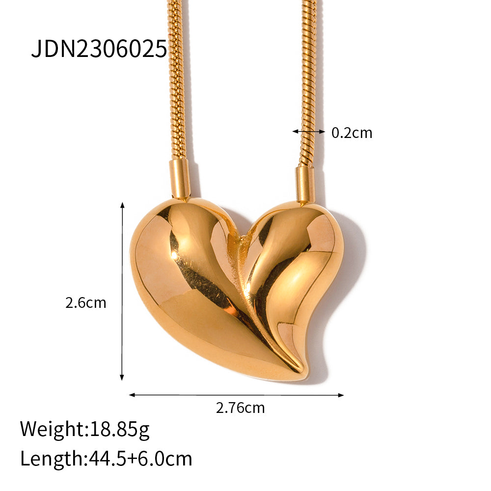 Ig Style Heart Shape Stainless Steel Plating 18k Gold Plated Necklace