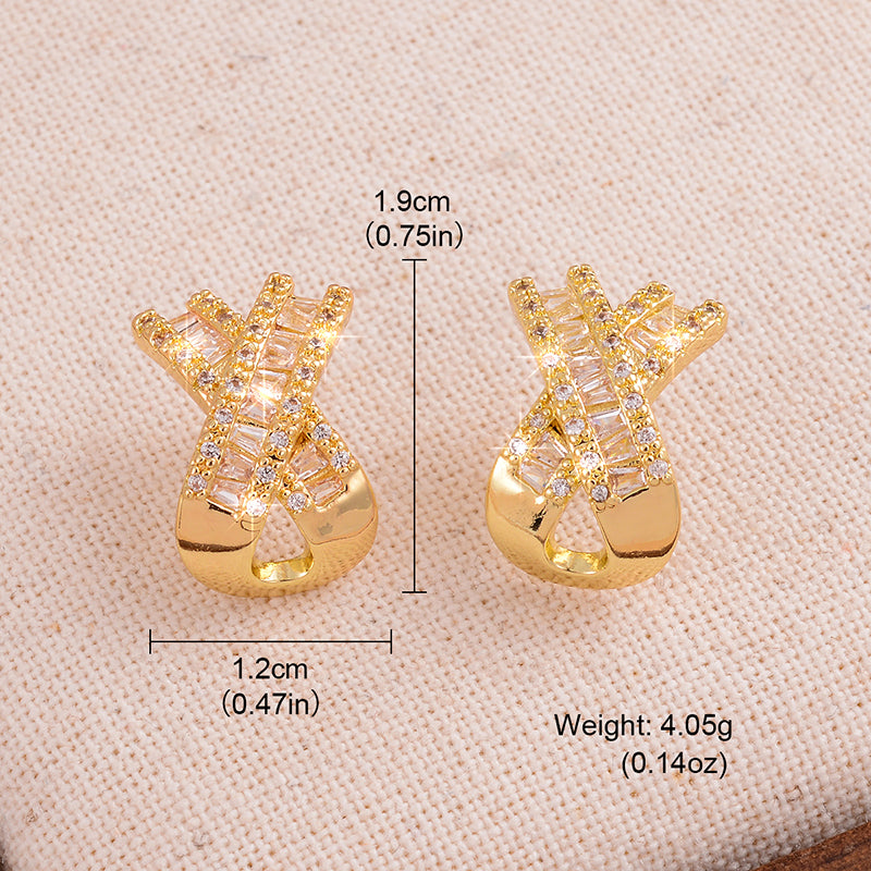 1 Pair Ig Style Shiny Letter X Plating Inlay Copper Zircon 14k Gold Plated Ear Studs