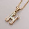 Simple Style Commute Letter Stainless Steel Plating Inlay Shell Gold Plated Pendant Necklace