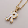 Simple Style Commute Letter Stainless Steel Plating Inlay Shell Gold Plated Pendant Necklace