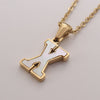 Simple Style Commute Letter Stainless Steel Plating Inlay Shell Gold Plated Pendant Necklace