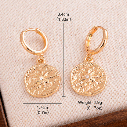 1 Pair Retro Simple Style Sun Inlay Alloy Rhinestones Drop Earrings