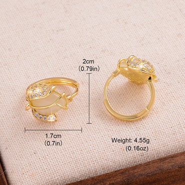 1 Pair Ig Style Sweet Tulip Plating Inlay Copper Opal Zircon 14k Gold Plated Earrings