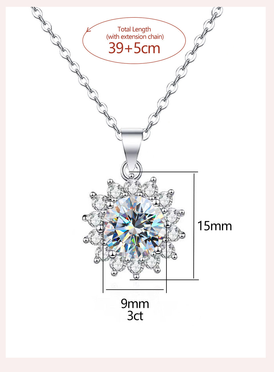 Wholesale Sweet Snowflake Sterling Silver Gra Inlay Moissanite Pendant Necklace