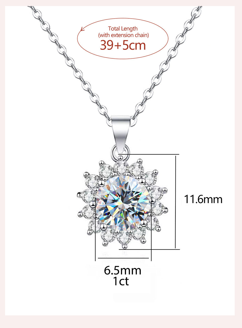 Wholesale Sweet Snowflake Sterling Silver Gra Inlay Moissanite Pendant Necklace