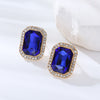 1 Pair Elegant Square Inlay Alloy Rhinestones Ear Studs