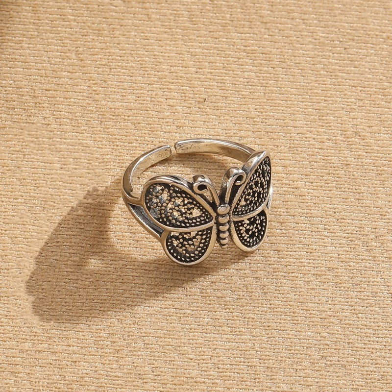 Simple Style Sun Butterfly Copper Asymmetrical Plating 14k Gold Plated Open Rings