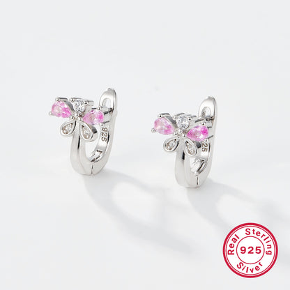 1 Pair Cute Simple Style Shiny Butterfly Plating Inlay Sterling Silver Zircon White Gold Plated Earrings Ear Studs