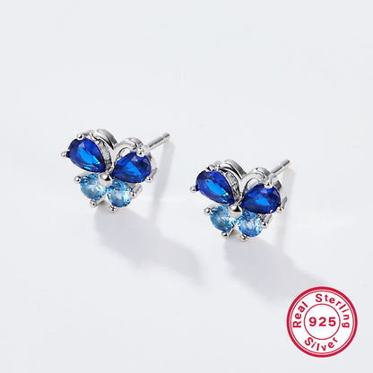 1 Pair Cute Simple Style Shiny Butterfly Plating Inlay Sterling Silver Zircon White Gold Plated Earrings Ear Studs