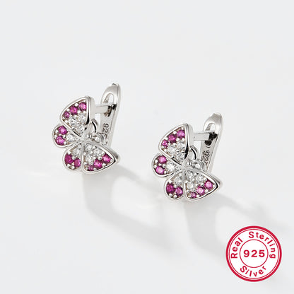 1 Pair Cute Simple Style Shiny Butterfly Plating Inlay Sterling Silver Zircon White Gold Plated Earrings Ear Studs