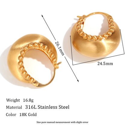 1 Pair Vintage Style Simple Style Classic Style Round Plating Stainless Steel 18k Gold Plated Earrings