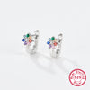 1 Pair Elegant Simple Style Clouds Rainbow Plating Inlay Sterling Silver Zircon Rhodium Plated Ear Studs