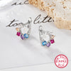 1 Pair Elegant Simple Style Clouds Rainbow Plating Inlay Sterling Silver Zircon Rhodium Plated Ear Studs