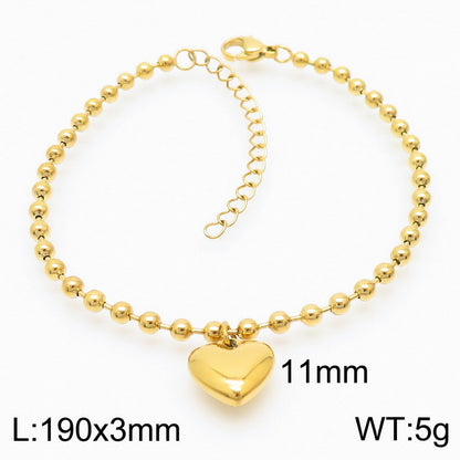 Casual Vacation Heart Shape Titanium Steel Plating 18k Gold Plated Bracelets Necklace